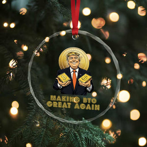 Trump Bitcoin Crystal Glass Ornament Make BTC Great Again Meme Coin Crypto - Print Your Wear