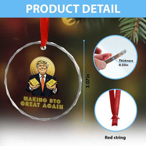 Trump Bitcoin Crystal Glass Ornament Make BTC Great Again Meme Coin Crypto - Print Your Wear