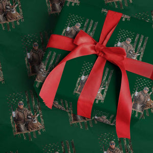 Trump Camo Deer Hunting Wrapping Paper Roll Hunter Beer Drinking Camouflage USA Flag Retro Vintage TS02 Green Print Your Wear