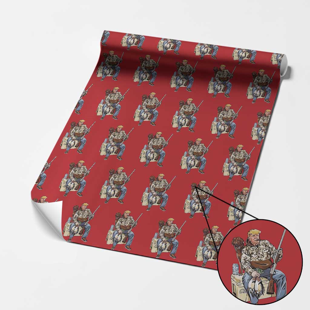 Trump Camo Duck Hunting Wrapping Paper Roll Funny Drinking Hunter With Dog Camoflage TS02 Red Print Your Wear