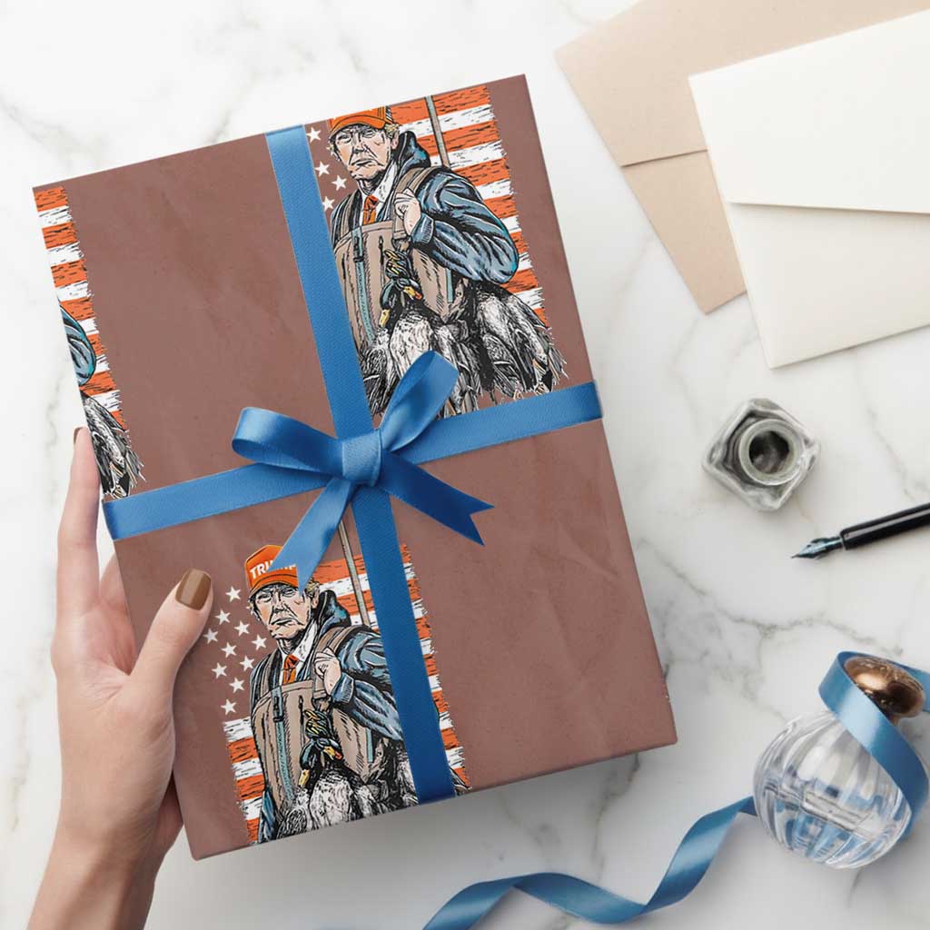 Trump Camo Duck Hunting Wrapping Paper Roll Hello Hunting Season US Flag TS02 Mocha Print Your Wear