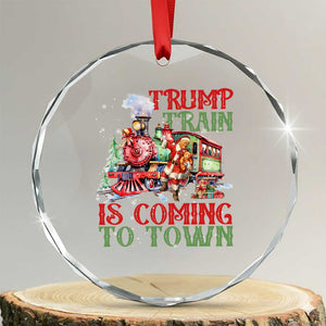 Trump Christmas Crystal Glass Ornament Trump Train Is Coming To Town Xmas TS11 Transparent Glass 3'' Circle Print Your Wear
