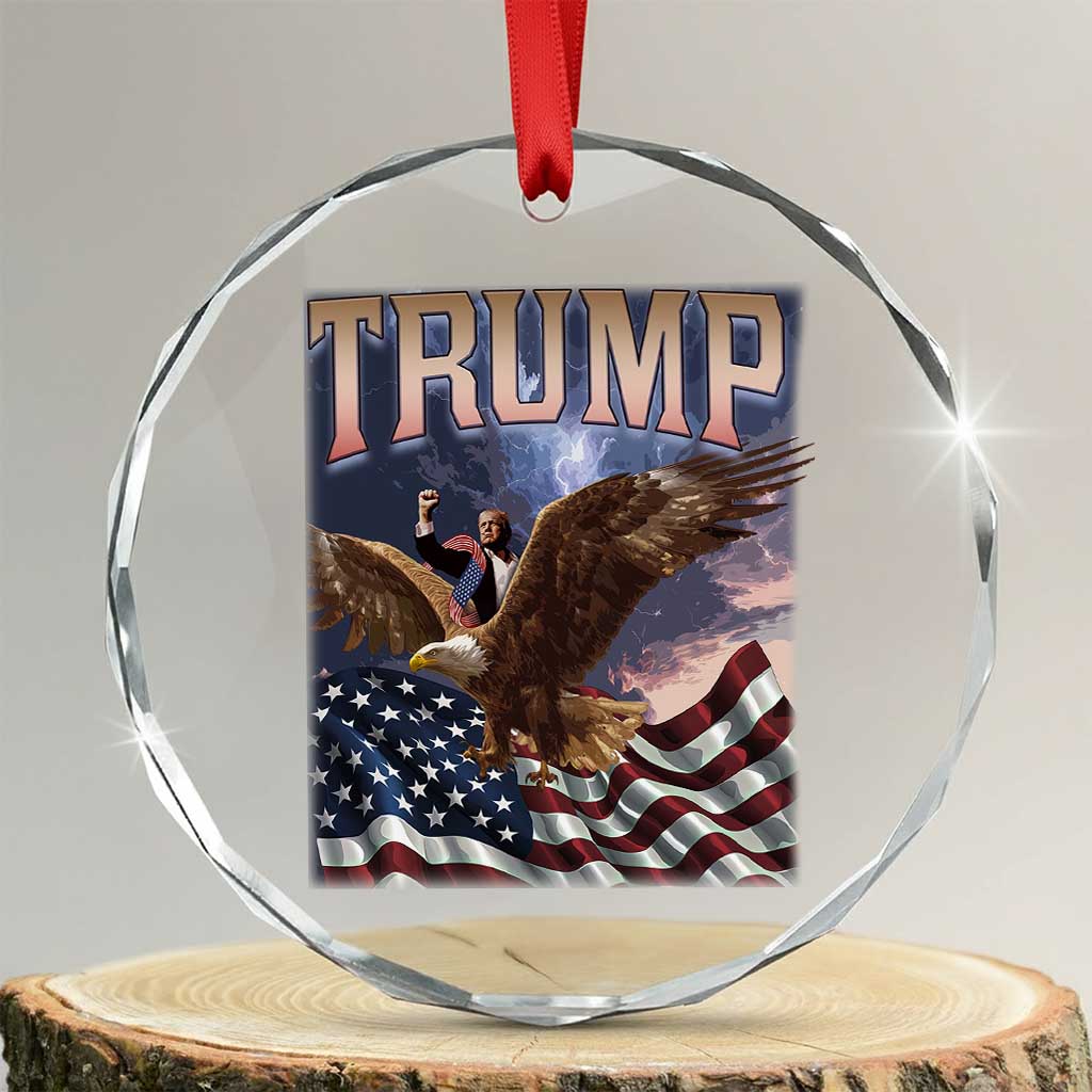 Trump Crystal Glass Ornament American Eagle US Flag TS02 Transparent Glass 3'' Circle Print Your Wear