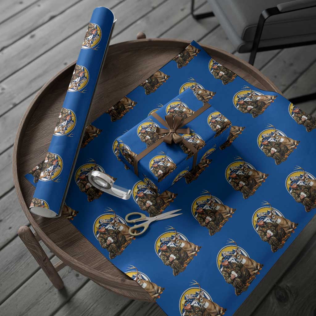 Trump Deer Hunting Wrapping Paper Roll Hunter Beer Drinking Retro Vintage TS02 Blue Print Your Wear