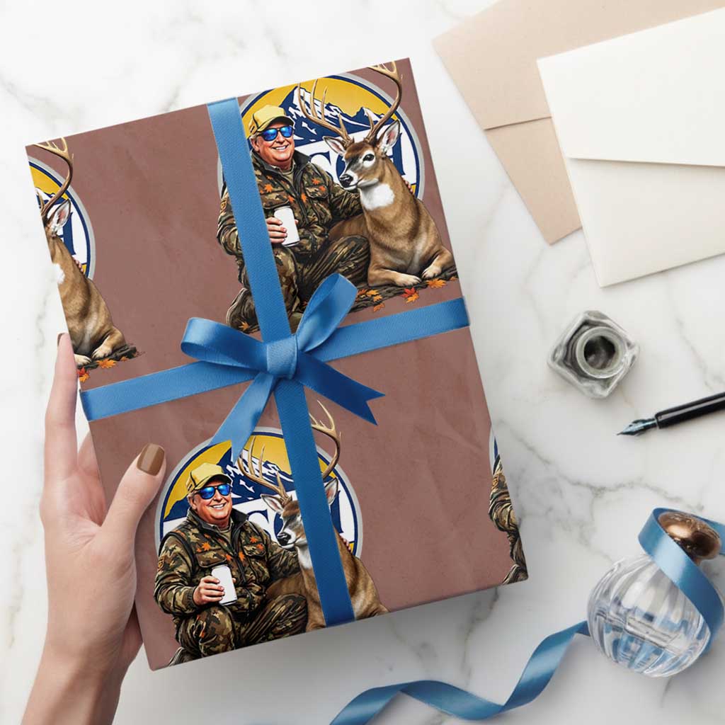Trump Deer Hunting Wrapping Paper Roll Hunter Beer Drinking Retro Vintage TS02 Mocha Print Your Wear