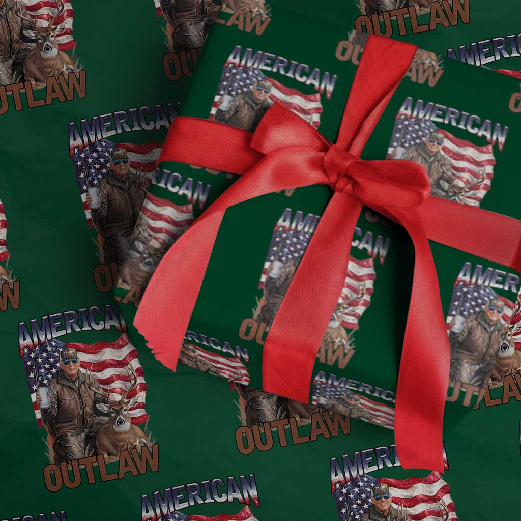 Trump Deer Hunting Wrapping Paper Roll Retro Hunter Beer Drinking American Flag TS02 Green Print Your Wear