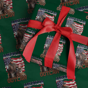 Trump Deer Hunting Wrapping Paper Roll Retro Hunter Beer Drinking American Flag TS02 Green Print Your Wear