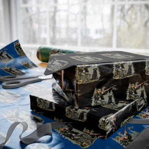 Trump Duck Hunting Wrapping Paper Roll Camo Hunter With Black Labrador Retriever Hunting Season TS02 Black Print Your Wear