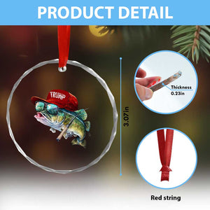 Trump Fishing Crystal Glass Ornament American Flag Bass Fish Fisherman TS10 Print Your Wear