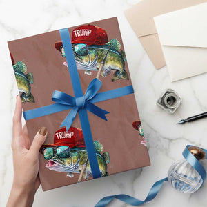 Trump Fishing Wrapping Paper Roll American Flag Bass Fish Fisherman TS10 Mocha Print Your Wear