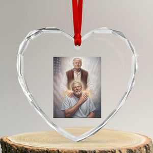 Trump Jesus Heart Crystal Glass Ornament Funny Divine Leader Political Meme TS14 Transparent Glass 3'' Heart Print Your Wear