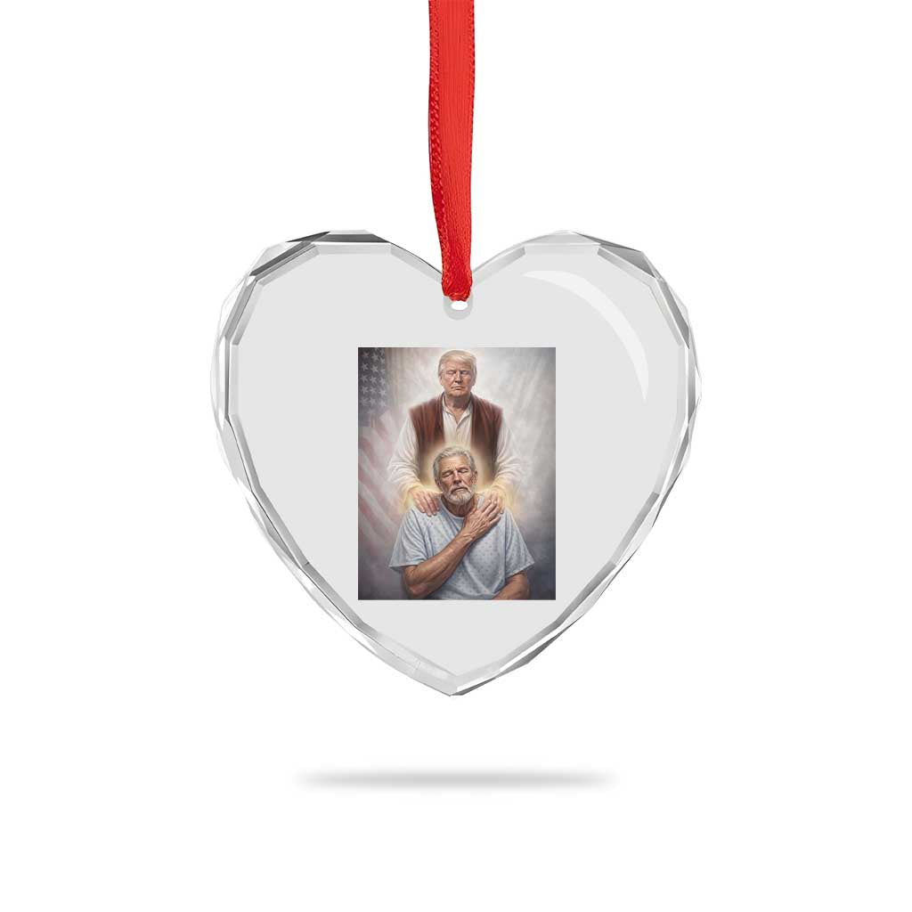 Trump Jesus Heart Crystal Glass Ornament Funny Divine Leader Political Meme TS14 Print Your Wear