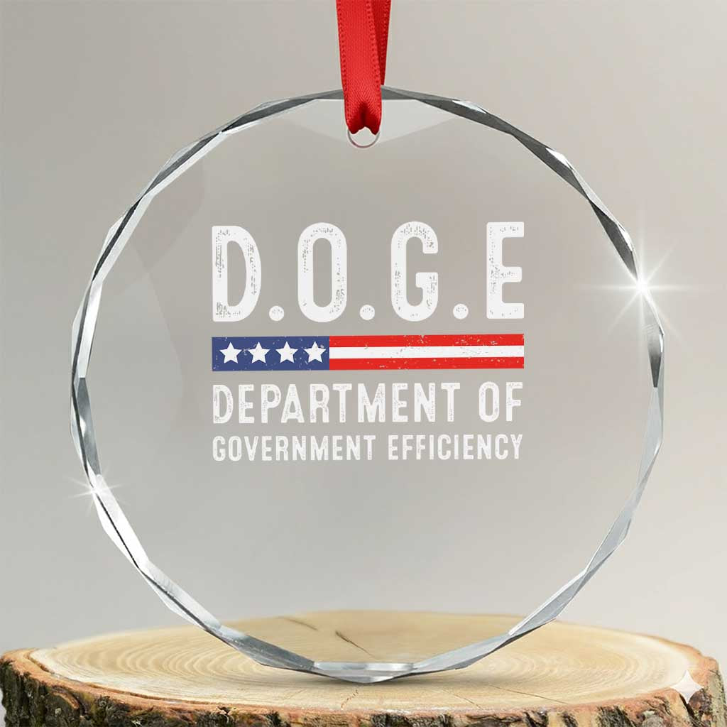 Trump Musk DOGE Crystal Glass Ornament Department Of Government Efficiency Vintage American Flag TS11 Transparent Glass 3'' Circle Print Your Wear