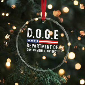 Trump Musk DOGE Crystal Glass Ornament Department Of Government Efficiency Vintage American Flag - Print Your Wear