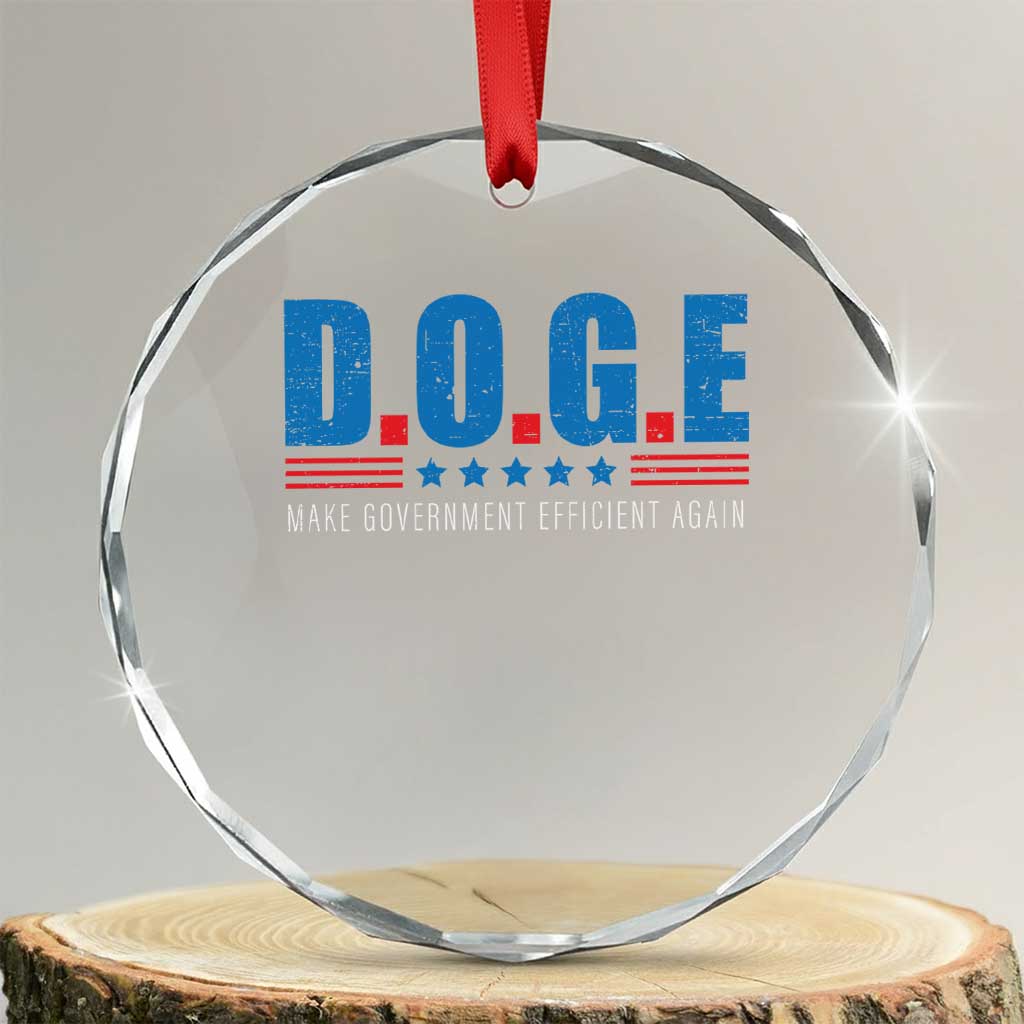 Trump Musk DOGE Crystal Glass Ornament Make Government Efficient Again Vintage Stars Stripe TS11 Transparent Glass 3'' Circle Print Your Wear