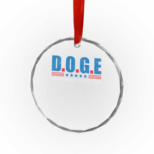 Trump Musk DOGE Crystal Glass Ornament Make Government Efficient Again Vintage Stars Stripe - Print Your Wear