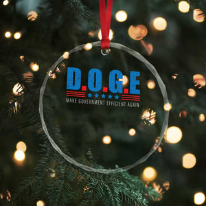 Trump Musk DOGE Crystal Glass Ornament Make Government Efficient Again Vintage Stars Stripe - Print Your Wear