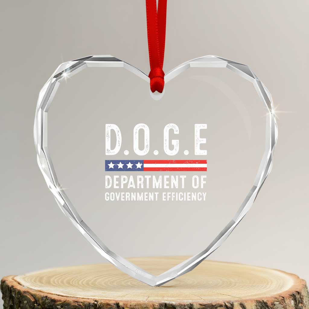 Trump Musk DOGE Heart Crystal Glass Ornament Department Of Government Efficiency Vintage American Flag TS11 Transparent Glass 3'' Heart Print Your Wear