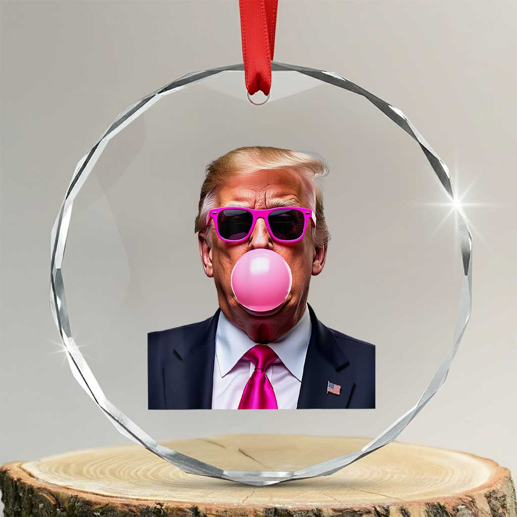 Trump Pink Bubblegum Crystal Glass Ornament Blowing Bubble Gum TS02 Transparent Glass 3'' Circle Print Your Wear