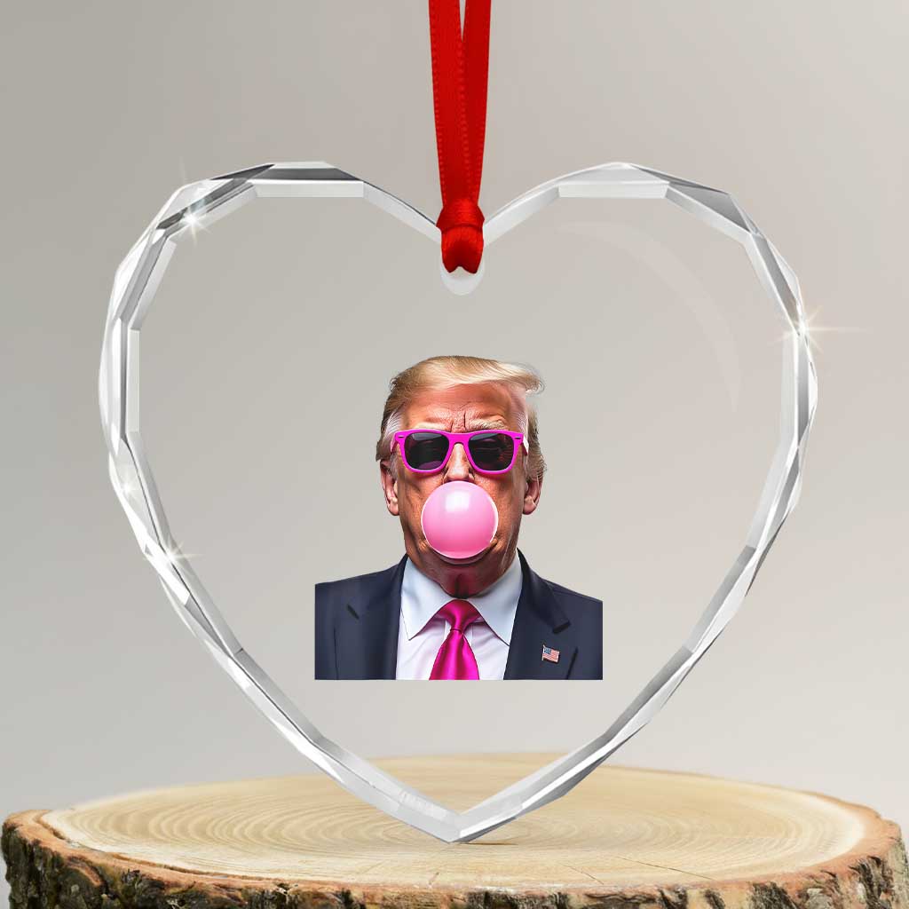 Trump Pink Bubblegum Heart Crystal Glass Ornament Blowing Bubble Gum TS02 Transparent Glass 3'' Heart Print Your Wear