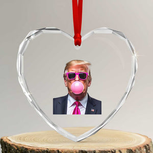 Trump Pink Bubblegum Heart Crystal Glass Ornament Blowing Bubble Gum TS02 Transparent Glass 3'' Heart Print Your Wear