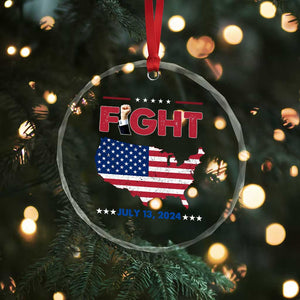 Trump Raised Fist Crystal Glass Ornament Fight American Flag - Print Your Wear