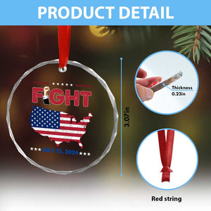 Trump Raised Fist Crystal Glass Ornament Fight American Flag - Print Your Wear