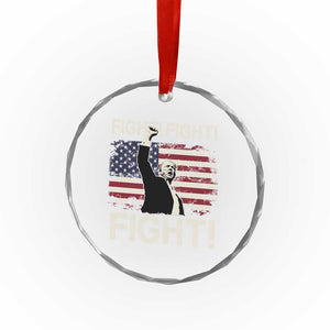 Trump Raised Fist Crystal Glass Ornament Fight Fight Fight American Flag Retro Vintage - Print Your Wear