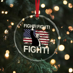 Trump Raised Fist Crystal Glass Ornament Fight Fight Fight American Flag Retro Vintage - Print Your Wear