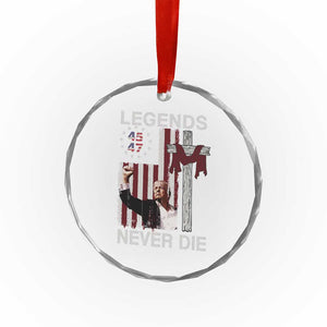 Trump Raised Fist Crystal Glass Ornament Legend Never Die President 45 47 American Betsy Ross Flag Cross - Print Your Wear