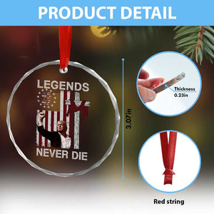 Trump Raised Fist Crystal Glass Ornament Legend Never Die President 45 47 American Betsy Ross Flag Cross - Print Your Wear