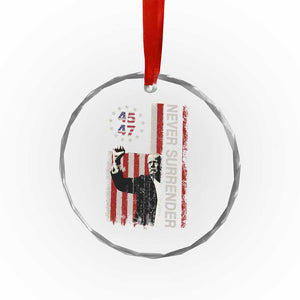 Trump Raised Fist Crystal Glass Ornament Never Surrender President 45 47 US Flag - Print Your Wear