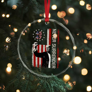 Trump Raised Fist Crystal Glass Ornament Never Surrender President 45 47 US Flag - Print Your Wear