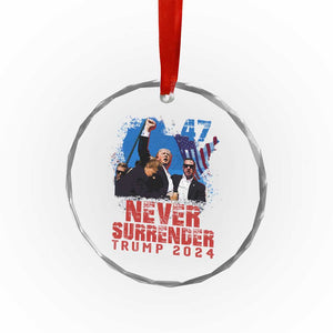 Trump Raised Fist Crystal Glass Ornament Never Surrender Support President 45 47 - Print Your Wear