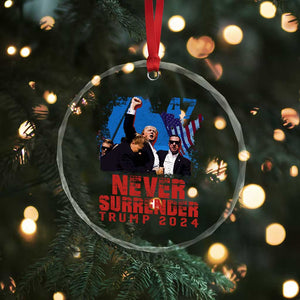 Trump Raised Fist Crystal Glass Ornament Never Surrender Support President 45 47 - Print Your Wear