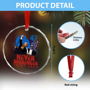 Trump Raised Fist Crystal Glass Ornament Never Surrender Support President 45 47 - Print Your Wear