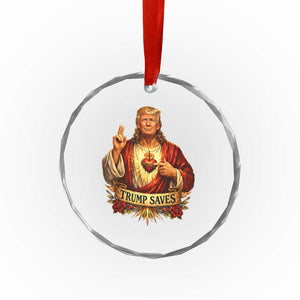 Trump Saves Sacred Heart Religious Parody Crystal Glass Ornament Jesus-Like Devine Leader Political Satire TS02 Print Your Wear