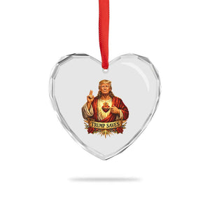 Trump Saves Sacred Heart Religious Parody Heart Crystal Glass Ornament Jesus-Like Devine Leader Political Satire TS02 Print Your Wear