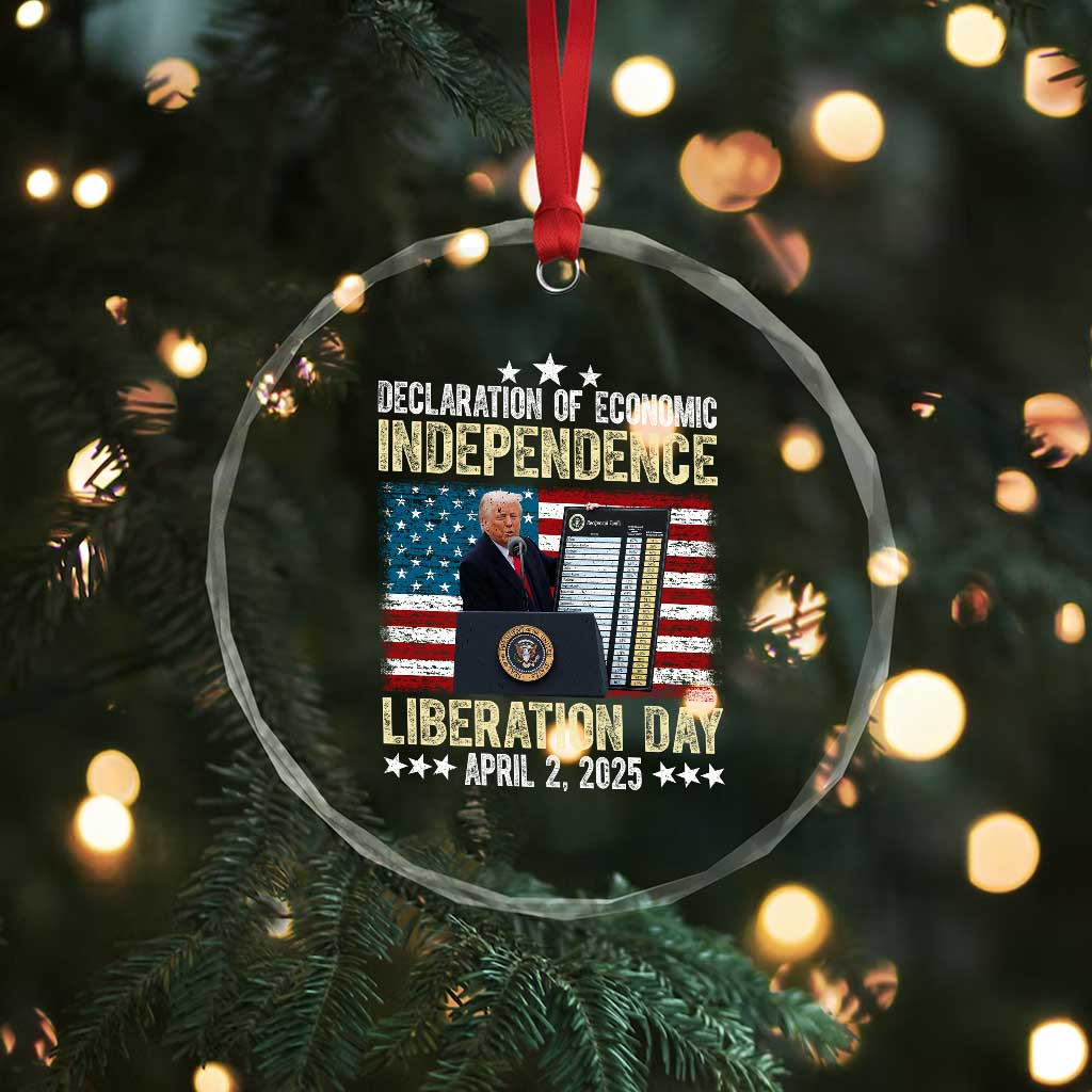Trump Tariffs Chart Crystal Glass Ornament Declaration of Economic Independence Liberation Day 2025 TS02 Print Your Wear