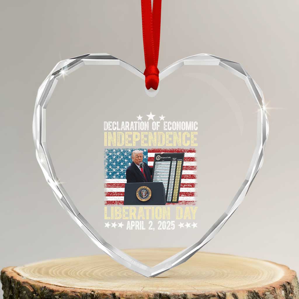 Trump Tariffs Chart Heart Crystal Glass Ornament Declaration of Economic Independence Liberation Day 2025 TS02 Transparent Glass 3'' Heart Print Your Wear