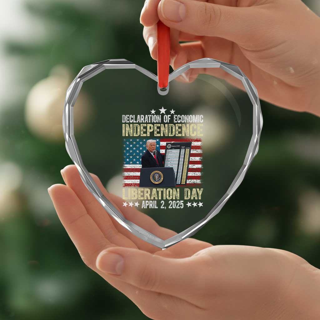 Trump Tariffs Chart Heart Crystal Glass Ornament Declaration of Economic Independence Liberation Day 2025 TS02 Print Your Wear