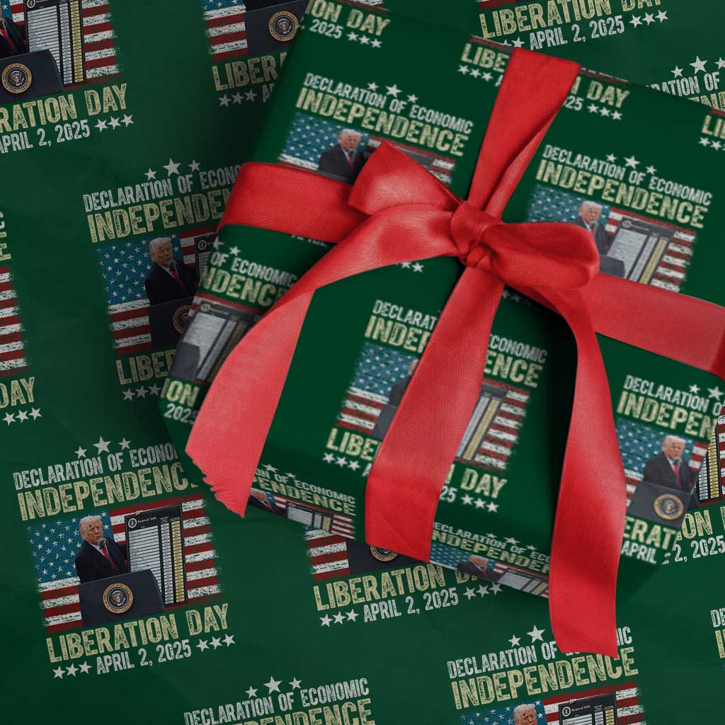Trump Tariffs Chart Wrapping Paper Roll Declaration of Economic Independence Liberation Day 2025 TS02 Green Print Your Wear