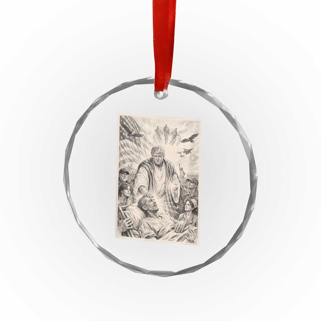 Trump The Healer Graphic Crystal Glass Ornament Vintage Etching Style Religious Political Satire TS02 Print Your Wear