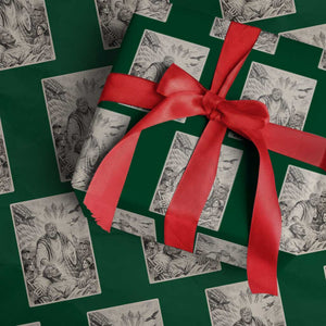 Trump The Healer Graphic Wrapping Paper Roll Vintage Etching Style Religious Political Satire TS02 Green Print Your Wear