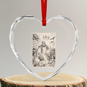 Trump The Healer Graphic Heart Crystal Glass Ornament Vintage Etching Style Religious Political Satire TS02 Transparent Glass 3'' Heart Print Your Wear