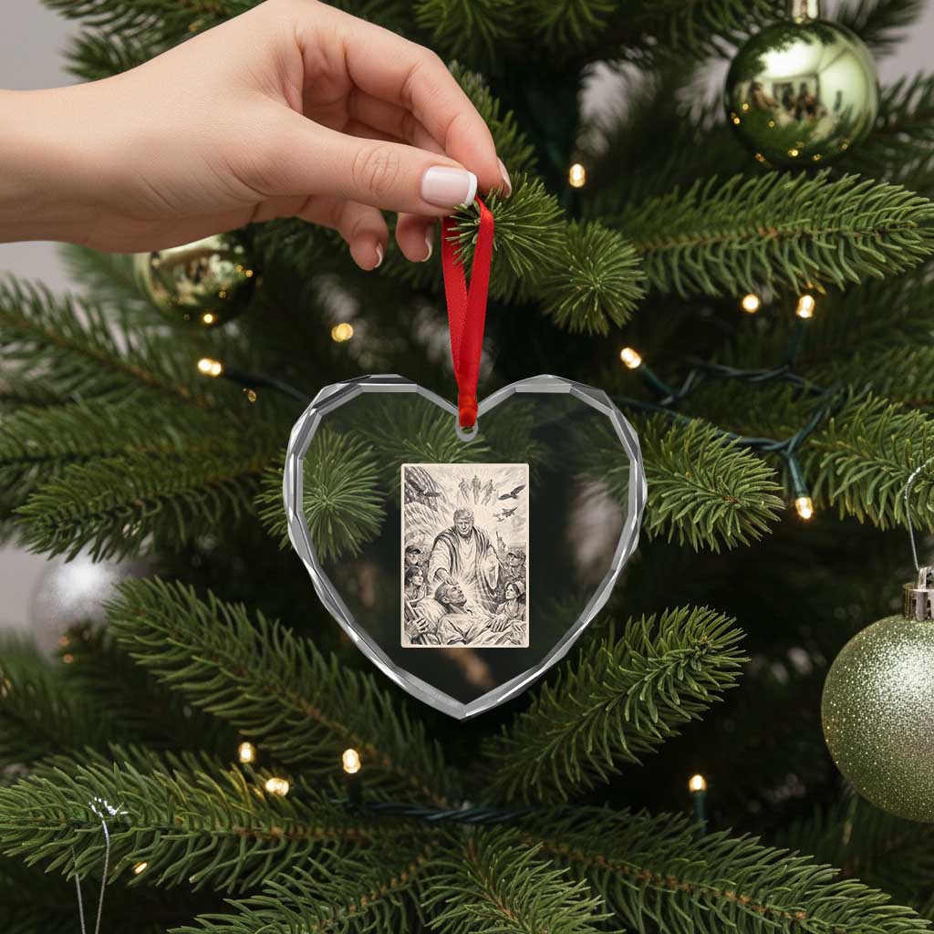 Trump The Healer Graphic Heart Crystal Glass Ornament Vintage Etching Style Religious Political Satire TS02 Print Your Wear