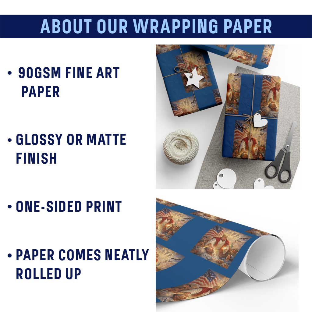 Trump The Healer Oil Painting Graphic Wrapping Paper Roll Sacred Heart Divine Mercy Political Parody TS02 Print Your Wear