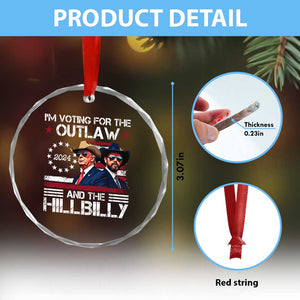 Trump Vance '24 Crystal Glass Ornament Trump I'm Voting For The Outlaw And Hillbilly TS10 Print Your Wear