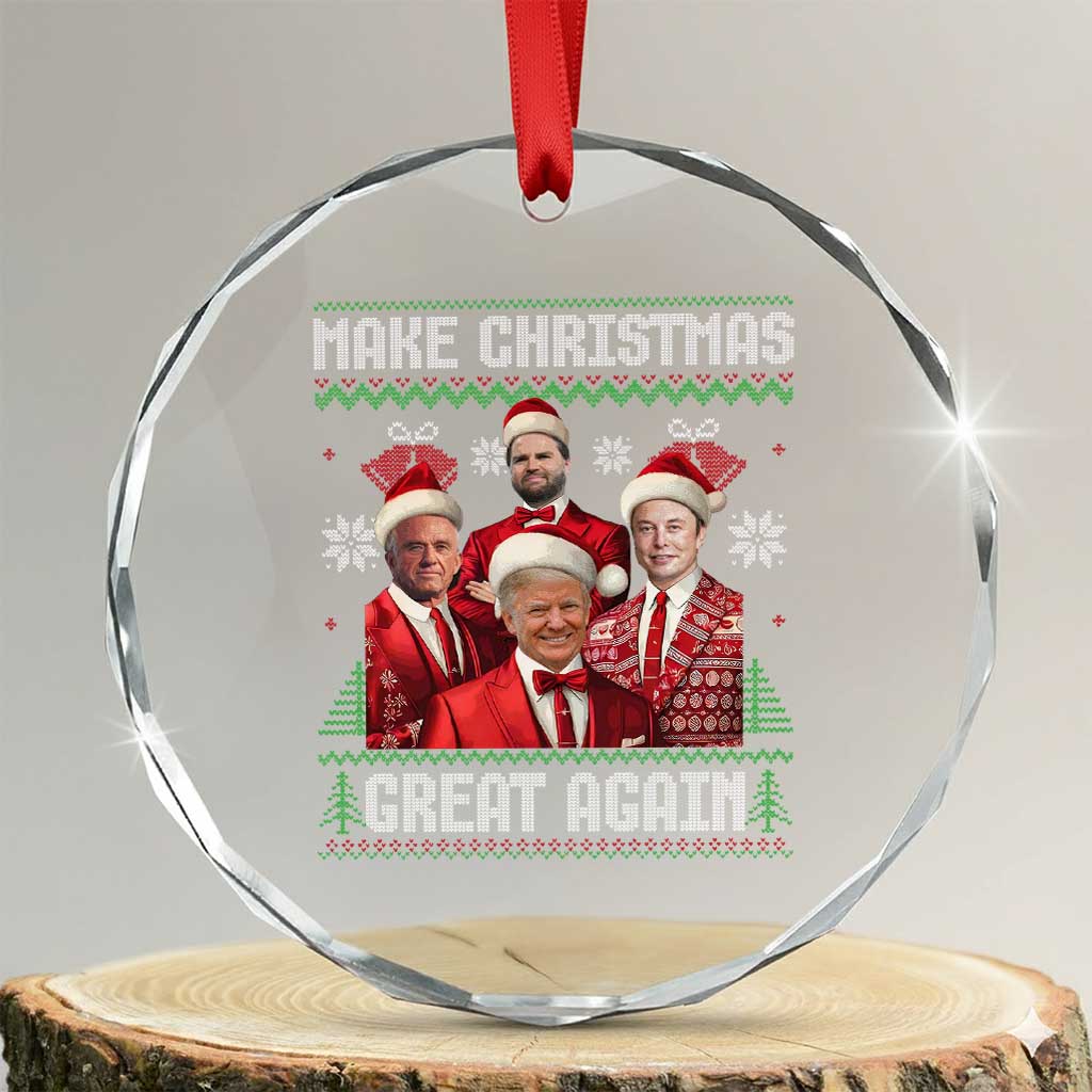 Trump Vance Crystal Glass Ornament Make Christmas Great Again Ugly Christmas Sweater TS10 Transparent Glass 3'' Circle Print Your Wear