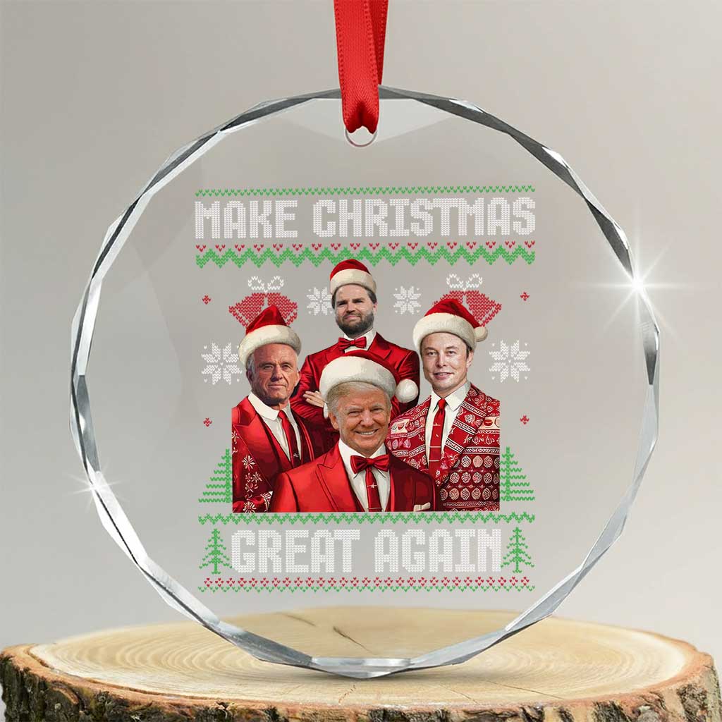 Trump Vance Crystal Glass Ornament Make Christmas Great Again Ugly Christmas Sweater TS10 Transparent Glass 3'' Circle Print Your Wear